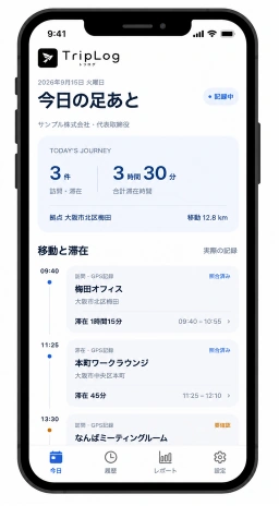 トリログ「今日の足あと」のサンプル画面